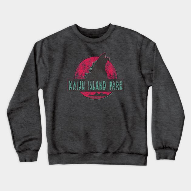 Kaiju Island Park (distressed) Crewneck Sweatshirt by Doc Multiverse Designs